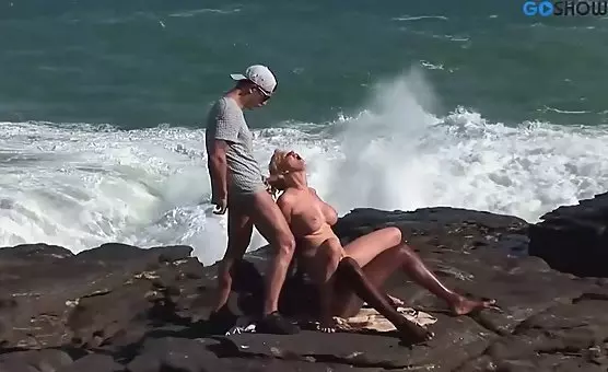 Interracial Beach Orgy with BBC and Blonde Threesome